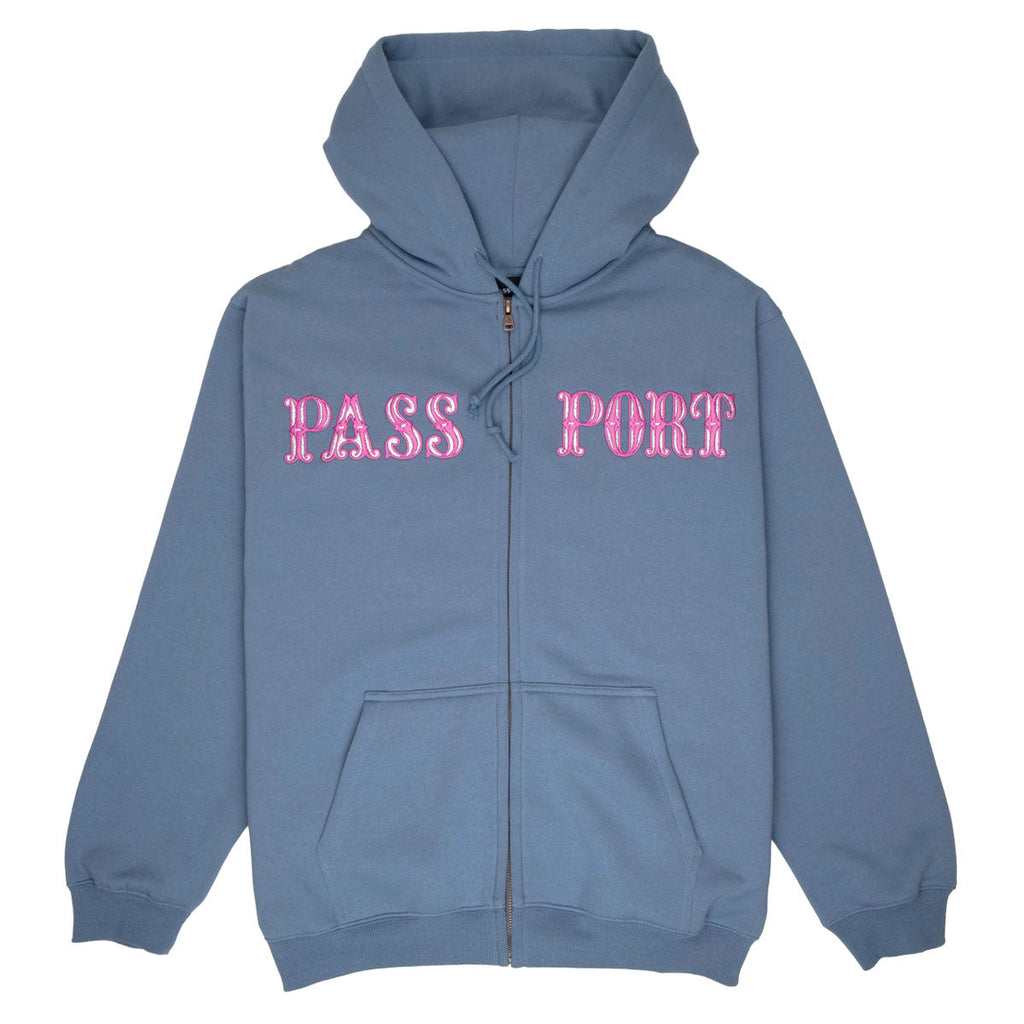 Passport Glint Zip Up Hoodie - Washed Out Blue