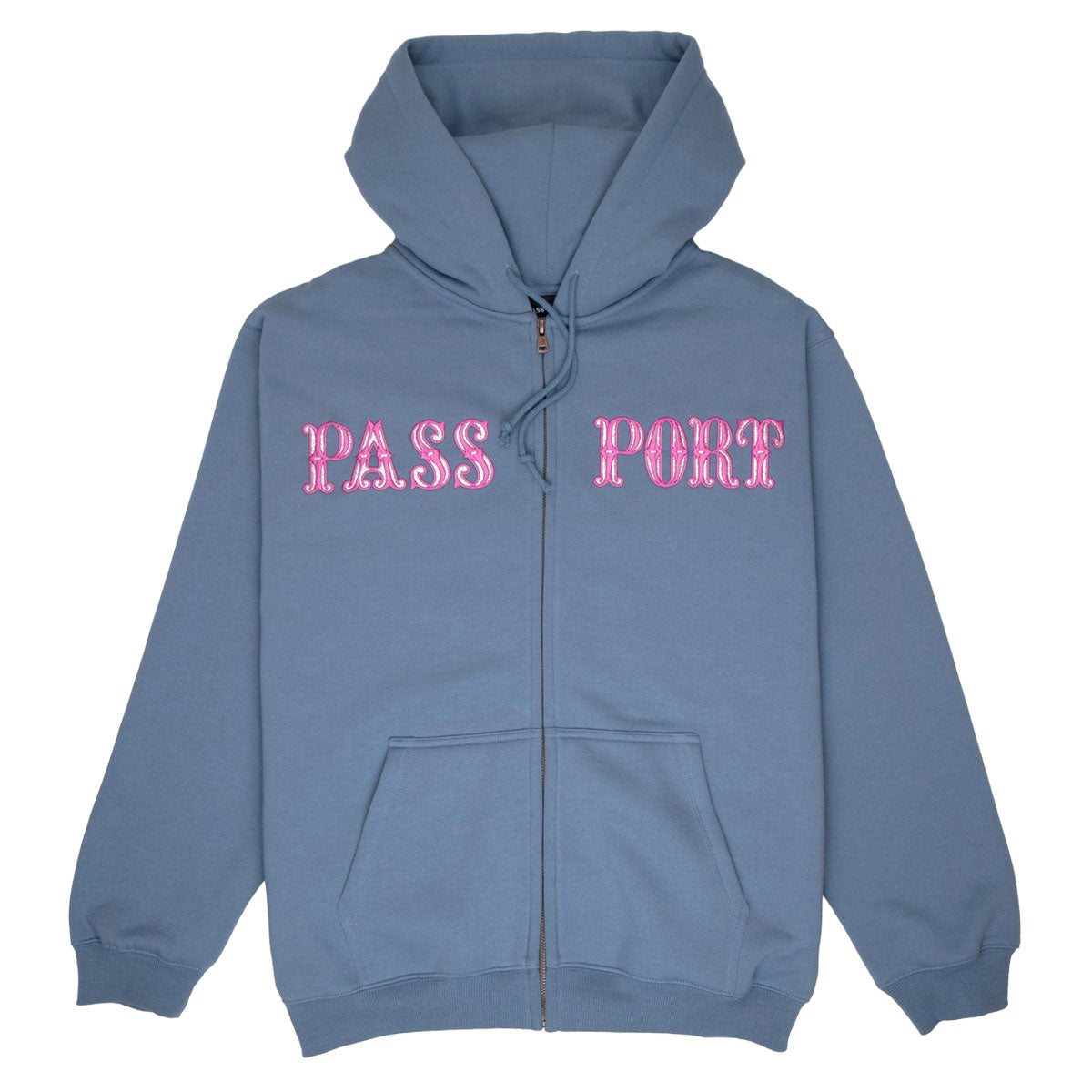 Passport Glint Zip Up Hoodie - Washed Out Blue