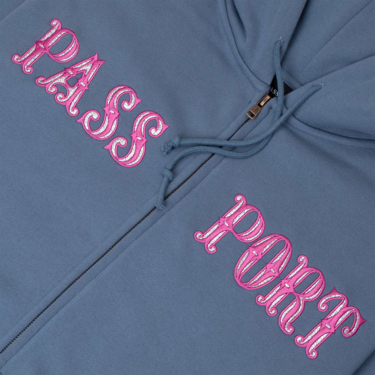 Passport Glint Zip Up Hoodie - Washed Out Blue