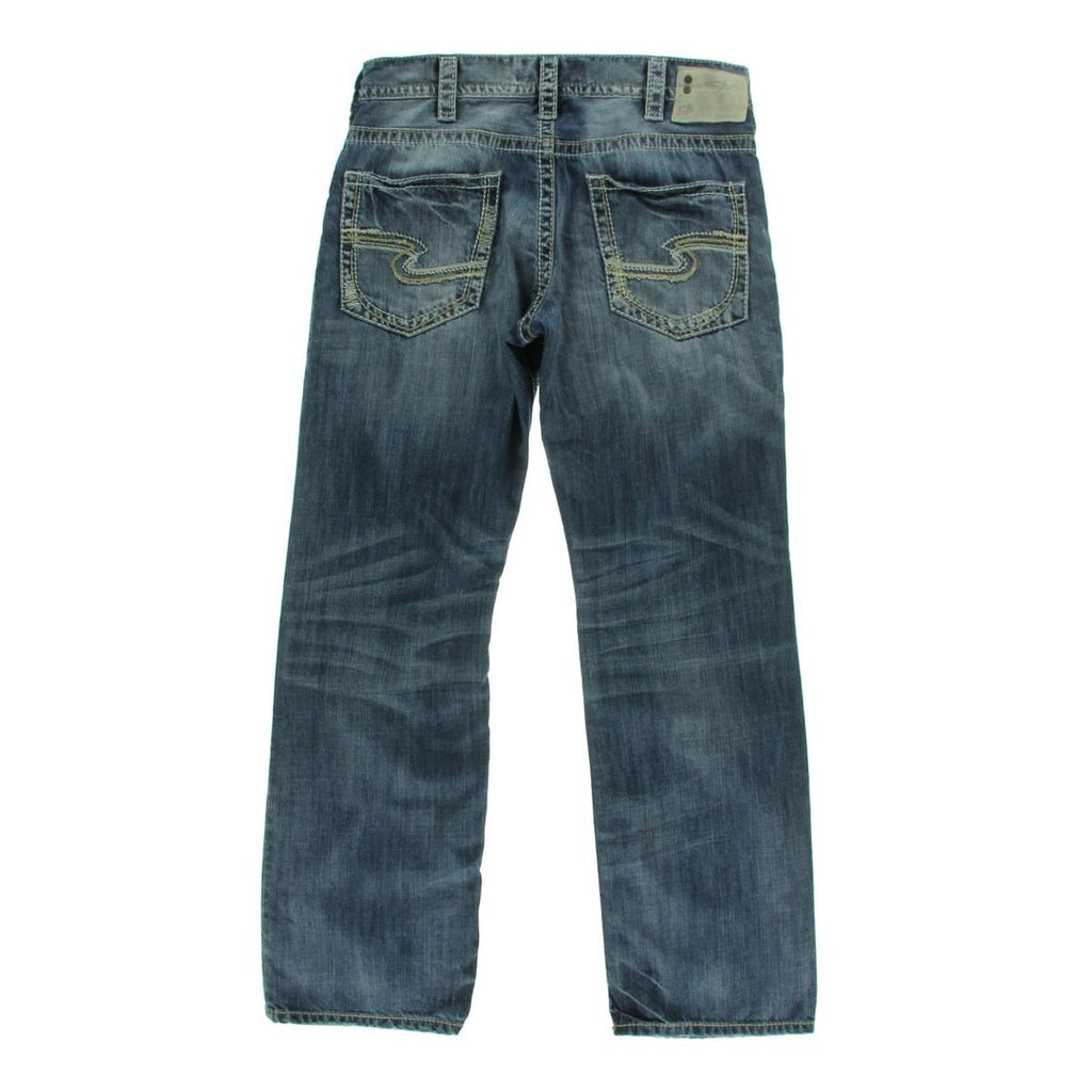 Silver Jeans Co. Mens Zac Whisker Wash Distressed Straight Leg Jeans